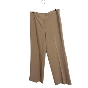 St. John Tan Pleated Wide Leg Trouser‎ Pants Size 12